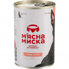 М'ясний паштет для дорослих собак М'ясна миска 415 г (м'ясне асорти)