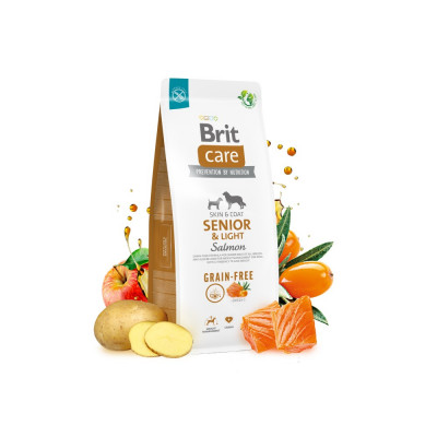 Сухий корм для старіючих собак Brit Care Dog Grain-free Senior & Light беззерновий | (лосось) 3 кг Сухий корм для старіючих собак Brit Care Dog Grain-free Senior & Light беззерновий | (лосось) 3 кг