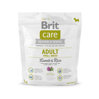 Сухой корм для взрослых собак мелких пород (весом до 10 кг) Brit Care Adult Small Breed Lamb & Rice 1 кг (ягненок и рис)