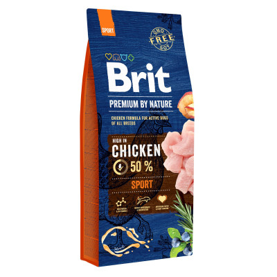 Сухой корм для активных собак всех пород Brit Premium Sport 15 кг (курица)