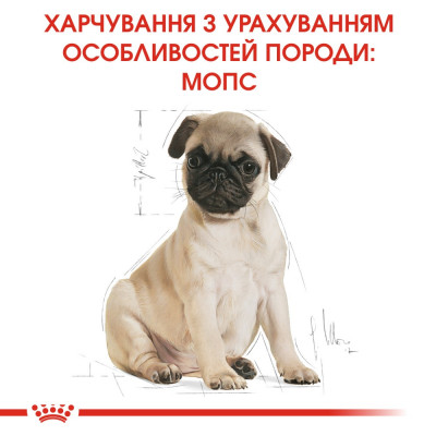Сухой корм для щенков породы Мопс Royal Canin Pug Puppy 1,5 кг (домашняя птица)