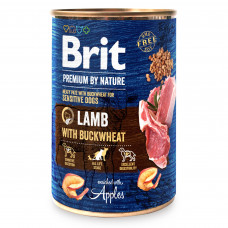 Вологий корм для собак з чутливим травленням Brit Premium By Nature Lamb with Buckwheat 400 г (ягня)