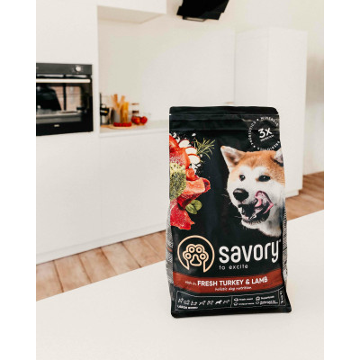 Сухий корм для собак великих порід Savory 3 кг (індичка та ягня) Сухий корм для собак великих порід Savory 3 кг (індичка та ягня)
