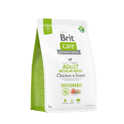 Сухий корм для собак середніх порід Brit Care Dog Sustainable Adult Medium Breed| (курка та комахи) 3 кг