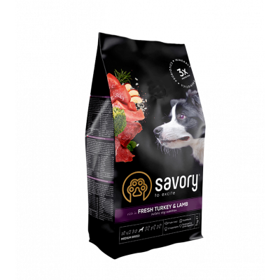 Сухой корм для собак средних пород Savory 1 кг (индейка и ягненок) Сухой корм для собак средних пород Savory 1 кг (индейка и ягненок)