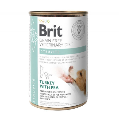 Влажный корм для собак Brit VetDiets Dog Struvite, при лечении и для профилактики мочекаменной болезни, 400 г (индейка и горошек)