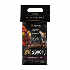 Набір сухий корм для собак Savory Medium Breed rich in Fresh Turkey & Lamb 1 кг + ласощі (індичка та курка)