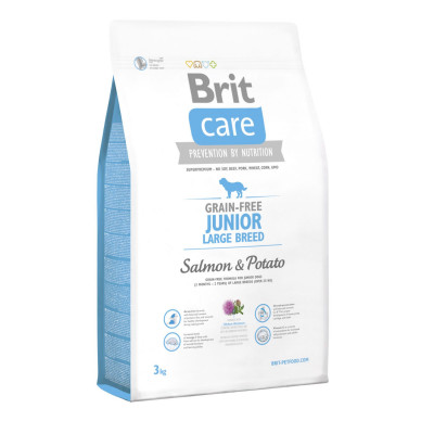 Сухой корм для щенков и молодых собак крупных пород (весом от 25 кг) Brit Care GF Junior Large Breed Salmon & Potato 3 кг (лосось)