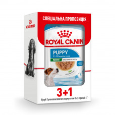 Вологий корм для цуценят міні порід Royal Canin Mini Puppy 85 г, 3+1 шт у подарунок (домашня птиця)