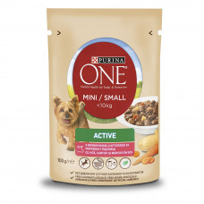Вологий корм для активних собак малих порід Purina One Mini Active pouch 100 г (яловичина)