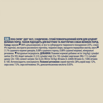 Сухий корм для цуценят та молодих собак великих порід Dog Chow Puppy Large Breed Turkey 14 кг (індичка) Сухий корм для цуценят та молодих собак великих порід Dog Chow Puppy Large Breed Turkey 14 кг (індичка)