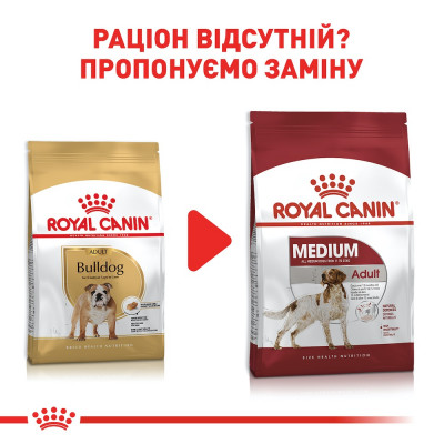 Корм сухий для дорослих собак малих порід Royal Canin Bulldog Adult 12 кг (домашня птиця)