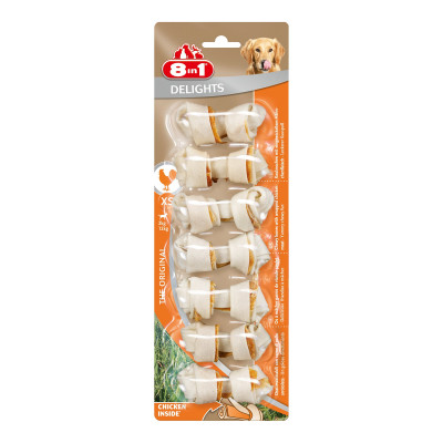 Лакомство для собак 8in1 Delights Кость прессованная 7 см, 84 г / 7 шт. (курица)