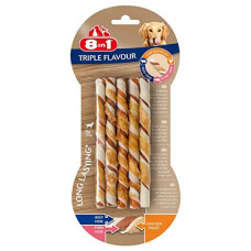 Ласощі для собак 8in1 Triple Flavour Паличка плетена 13 см, 70 г / 10 шт. (яловичина та свинина)