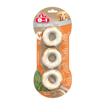 Ласощі для собак 8in1 Delights Кільце пресоване 120 г / 3 шт. (курка)