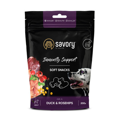 М'які ласощі для собак Savory для зміцнення імунітету 200 г (качка та шипшина)