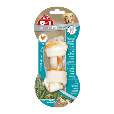Ласощі для собак 8in1 Delights Кістка для чищення зубів Pro Dental 11 см, 35 г (курка)