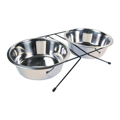Миски металеві на підставці Trixie «Eat on Feet» 2 x 2,8 л / 24 см