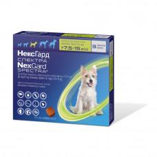 Таблетка для собак «NexGard Spectra» (Нексгард Спектра) 1 таблетка | від 7,6 до 15 кг / M (інсектоакарицид, антигельмінтик)
