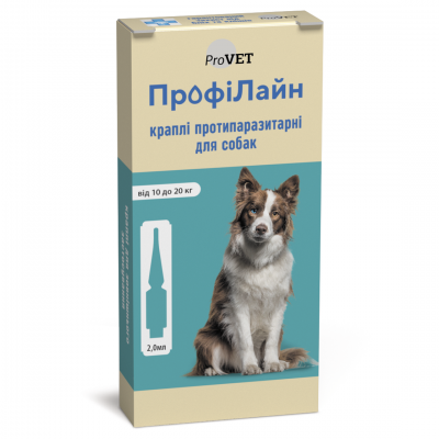 Капли на холку для собак ProVET «ПрофиЛайн» от 10 до 20 кг, 4 пипетки (от внешних паразитов)