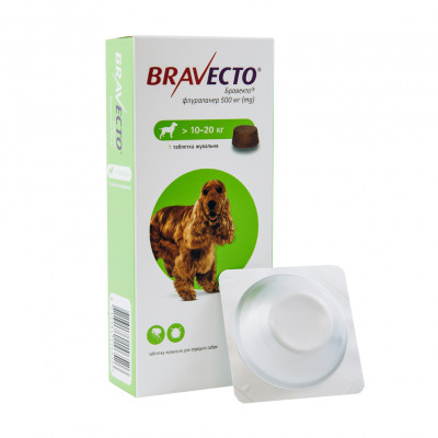 Таблетки для собак MSD Animal Health «Bravecto» (Бравекто) від 10 до 20 кг, 1 таблетка (от внешних паразитов)