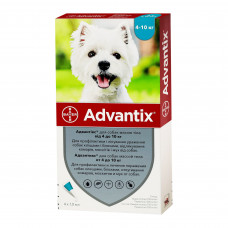 Краплі на холку для собак Bayer «Advantix» (Адвантікс) від 4 до 10 кг, 1 піпетка (від зовнішніх паразитів)