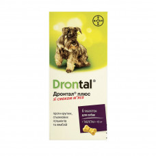 Таблетки для собак Bayer «Drontal Plus» (Дронтал Плюс) на 10 кг, 6 таблеток (для лікування та профілактики гельмінтозів)