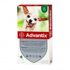 Краплі на холку для собак Bayer «Advantix» (Адвантікс) до 4 кг, 1 піпетка (від зовнішніх паразитів)
