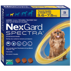 Таблетки для собак Boehringer Ingelheim (Merial) «NexGard Spectra» (Нексгард Спектра) від 3,6 до 7,5 кг, 3 таблетки (від зовнішніх та внутрішніх паразитів)