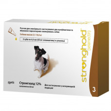 Краплі на холку для собак Стронгхолд 12% 0,5 мл від 5 до 10 кг, 3 піпетки (від зовнішніх та внутрішніх паразитів)