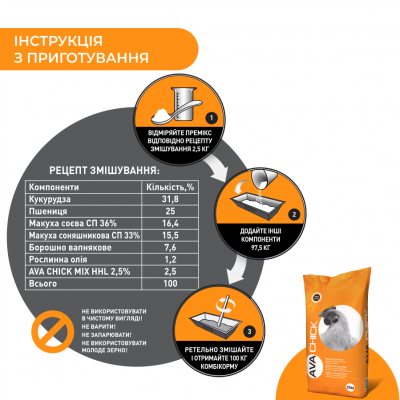AVA Chick MIX HHL 2,5% Премікс для продуктивних курей несучок AVA Chick MIX HHL 2,5% Премікс для продуктивних курей несучок