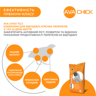 Комбікорм для м'ясних перепелів стартовий AVA Chick TQ S. Упаковка 25 кг. Комбікорм від виробника AVA GROUP Комбікорм для м'ясних перепелів стартовий AVA Chick TQ S. Упаковка 25 кг. Комбікорм від виробника AVA GROUP