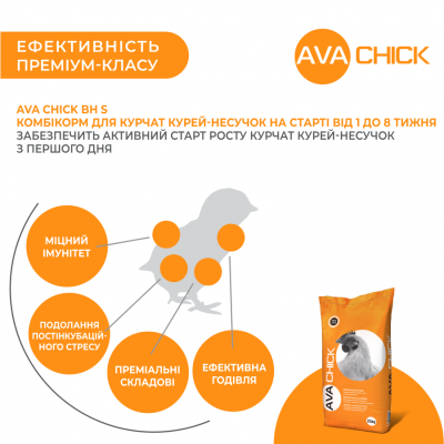 Комбікорм стартовий для яєчних курей AVA Chick BHS. Упаковка 25 кг. Комбікорм від виробника AVA GROUP