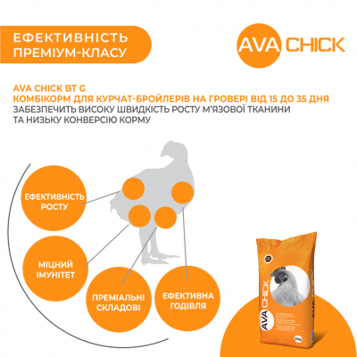 Комбикорм ростовой для бройлеров AVA Chick BT G Рост. Упаковка 25 кг. Комбикорм от производителя AVA GROUP Комбикорм ростовой для бройлеров AVA Chick BT G Рост. Упаковка 25 кг. Комбикорм от производителя AVA GROUP