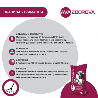 Комбікорм ранульований для молодняку кролів з 20 дня та кролематок AVA ZDOROVA Кролі. Упаковка 25 кг. Комбікорм від виробника AVA GROUP Комбікорм ранульований для молодняку кролів з 20 дня та кролематок AVA ZDOROVA Кролі. Упаковка 25 кг. Комбікорм від виробника AVA GROUP