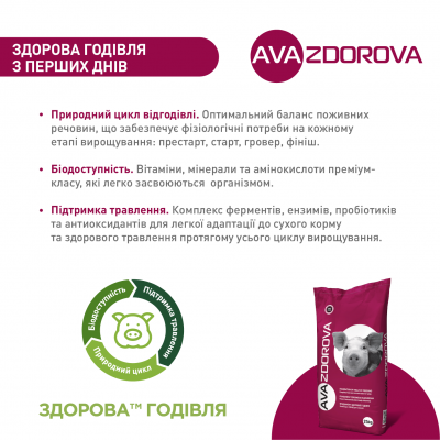 БМВД для свиней 30-65 кг AVA ZDOROVA Гровер 15%. Упаковка 25 кг. БМВД від виробника AVA GROUP БМВД для свиней 30-65 кг AVA ZDOROVA Гровер 15%. Упаковка 25 кг. БМВД від виробника AVA GROUP