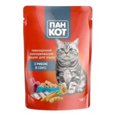 Вологий корм Пан Кот з рибою в соусі, 100 г