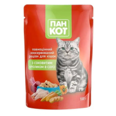 Вологий корм Пан Кот з соковитим кроликом в соусі, 100 г