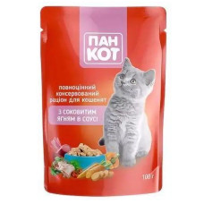 Вологий корм Пан Кот з соковитим ягням в соусі, 100 г