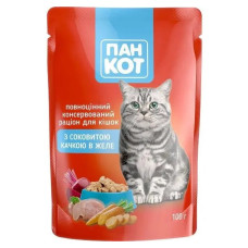 Вологий корм Пан Кот з соковитою качкою в желе, 100 г