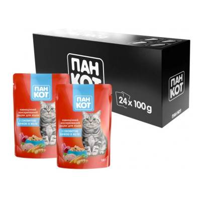 Влажный корм Пан Кот с сочной уткой в желе, 100 г