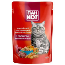Вологий корм Пан Кот з соковитою яловичиною в соусі, 100 г