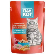 Вологий корм Пан Кот з соковитою індичкою в соусі, 100 г